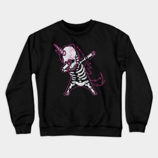 Dabbing Unicorn Skeleton Halloween Costume Men Women Gift Crewneck Sweatshirt